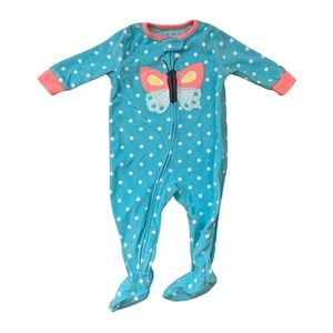 🌟3/$15🌟Carter’s Blue Pink Fleece Footie Pajama’s Onesie Zipper Baby Girl 6M